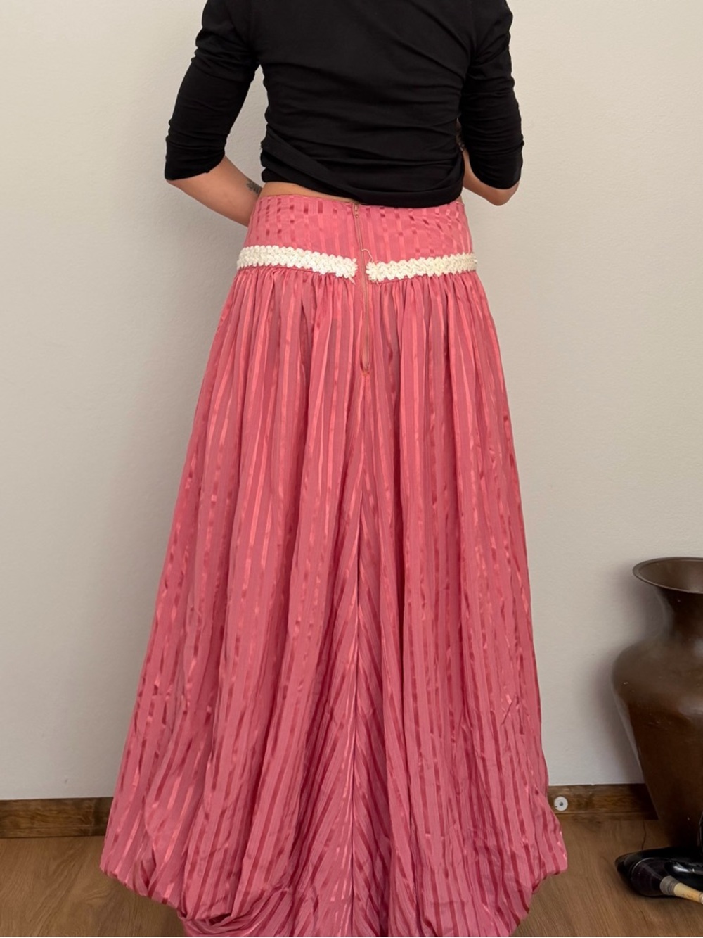 Vintage Wide Leg Pleated Palazzo Pants with White Sequin Waist Costume Circus - Picture 11 of 16